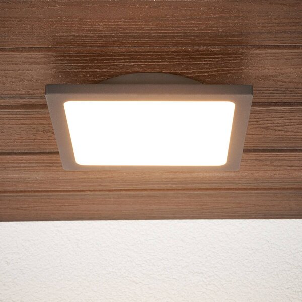 Lucande lampa sufitowa zewnętrzna LED Mabella, 23 cm, czujnik, IP65 Mabella, czarny, aluminium, nowoczesny