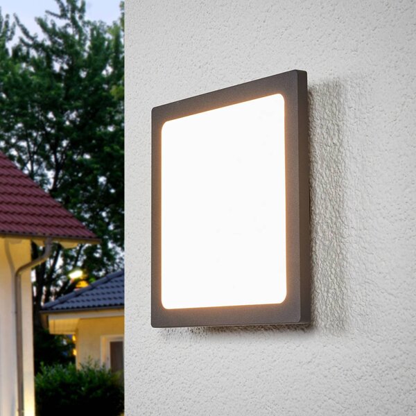 Lucande lampa sufitowa zewnętrzna LED Mabella, 23 cm, czujnik, IP65 Mabella, czarny, aluminium, nowoczesny