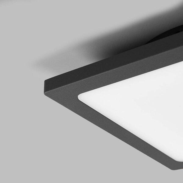 Lucande lampa sufitowa zewnętrzna LED Mabella, 23 cm, czujnik, IP65 Mabella, czarny, aluminium, nowoczesny