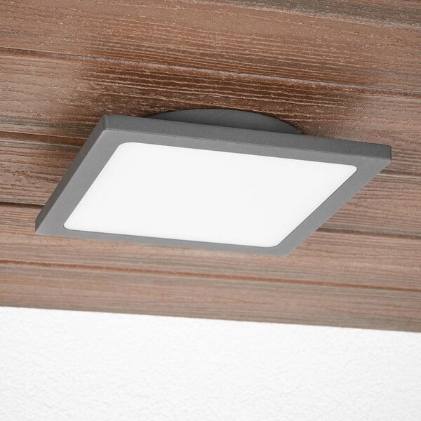 Lucande lampa sufitowa zewnętrzna LED Mabella, 23 cm, czujnik, IP65 Mabella, czarny, aluminium, nowoczesny