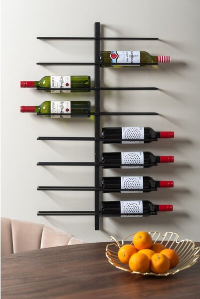 Czarny wiszący metalowy regał na wino liczba butelek 16 Dual – PT LIVING