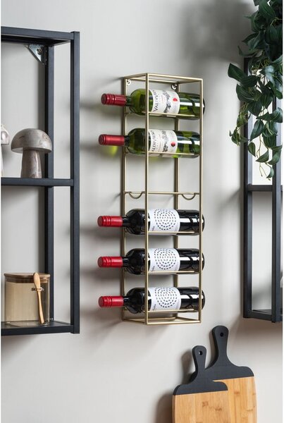 Wiszący metalowy regał na wino w kolorze złota liczba butelek 6 Single – PT LIVING