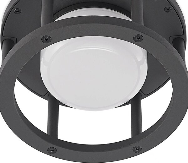 Zewnętrzna lampa sufitowa Lucande Berenike, Ø 17 cm, szara, GX53 Berenike Lucande, możliwość ściemniania, aluminiowy / szary / cynkowy, aluminium, nowoczesny