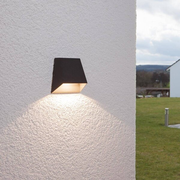 Kinkiet zewnętrzny LED Hanno Lucande, czarny, aluminium, nowoczesny