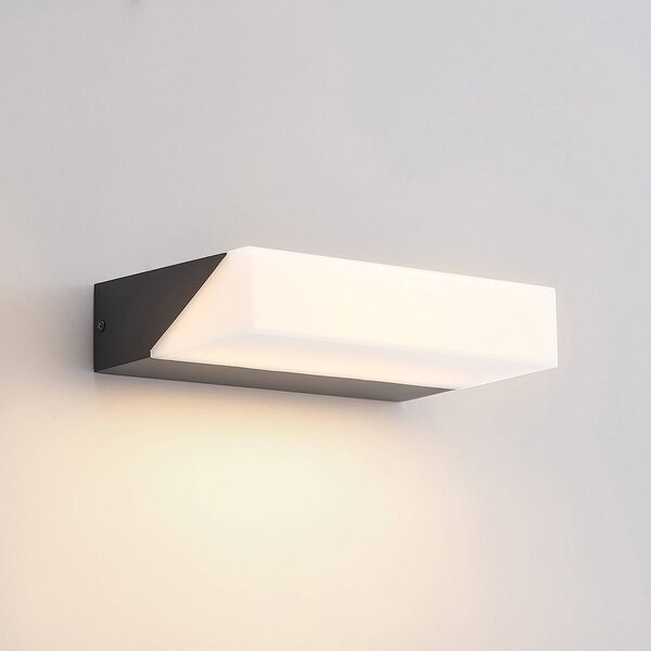 Kinkiet zewnętrzny LED Golnar Lucande, czarny, aluminium, nowoczesny
