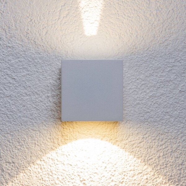 Kinkiet zewnętrzny LED JARNO Lucande, biały / opal, aluminium, nowoczesny