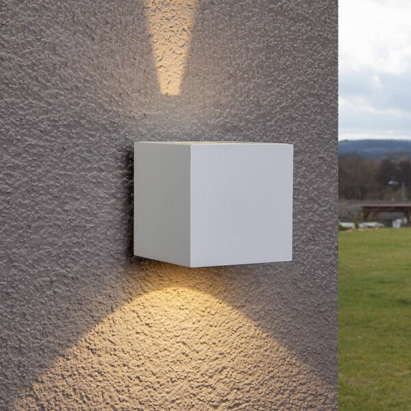Kinkiet zewnętrzny LED JARNO Lucande, biały / opal, aluminium, nowoczesny