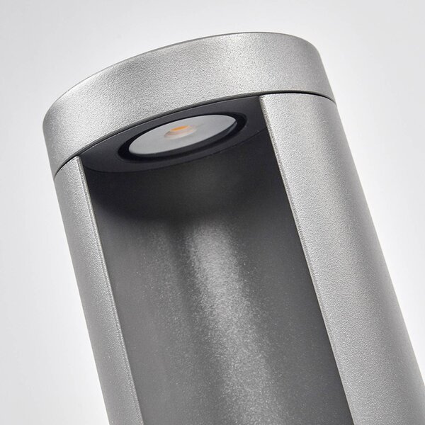 Słupek oświetleniowy LED JARON Lucande, aluminiowy / szary / cynkowy, aluminium, nowoczesny