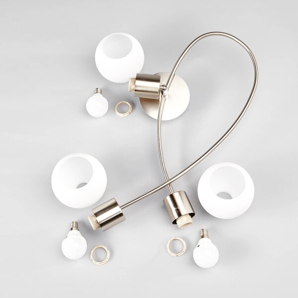 Lampa sufitowa Elaina Lindby, możliwość ściemniania, aluminiowy / szary / cynkowy, salon / jadalnia, metal, nowoczesny