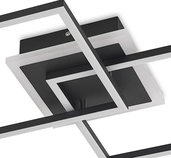Lampa sufitowa LED Fjardo Lindby, możliwość ściemniania, czarny, salon / jadalnia, aluminium, nowoczesny