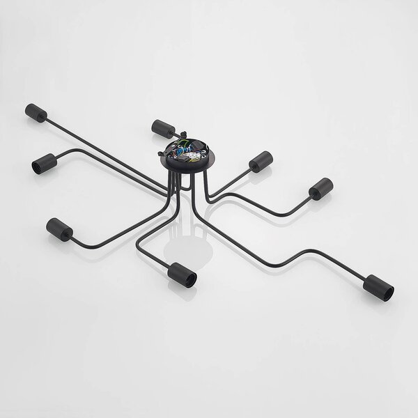 Lampa sufitowa Elimar Lindby, możliwość ściemniania, czarny, salon / jadalnia, metal, vintage
