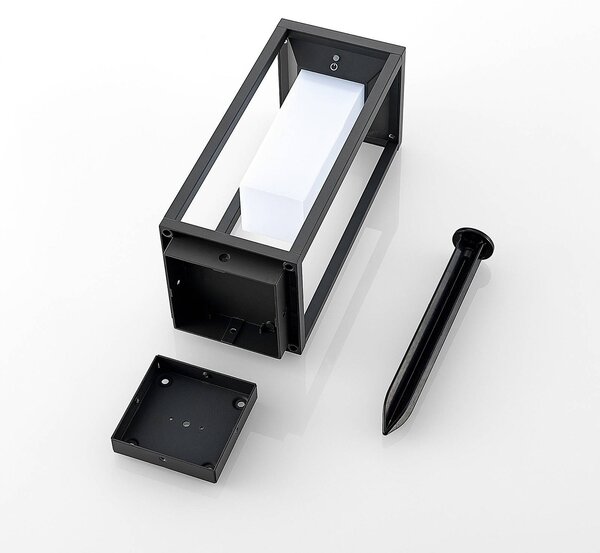 Lucande LED solarna lampa stojąca Eliel, 34 cm, antracyt, IP54 Eliel, czarny, szkło, nowoczesny