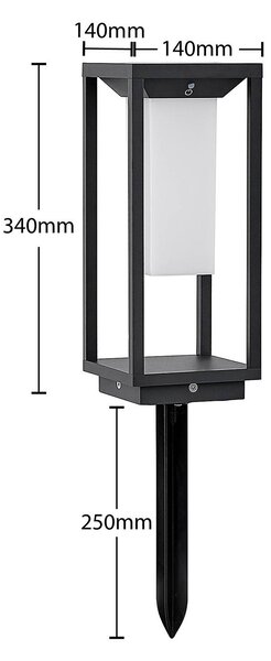 Lucande LED solarna lampa stojąca Eliel, 34 cm, antracyt, IP54 Eliel, czarny, szkło, nowoczesny