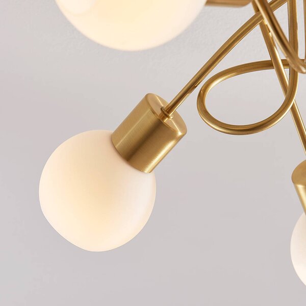 Lampa sufitowa Elaina Lindby, możliwość ściemniania, mosiężny / złoty, salon / jadalnia, szkło, nowoczesny