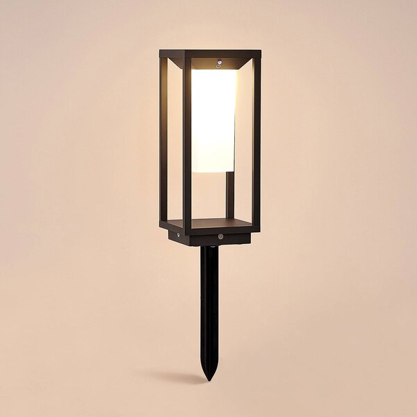 Lucande LED solarna lampa stojąca Eliel, 34 cm, antracyt, IP54 Eliel, czarny, szkło, nowoczesny