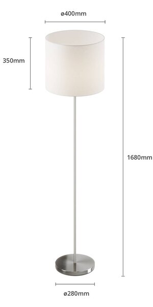 Lampa stojąca Everly Lindby, biały / opal, salon / jadalnia, tkanina / materiał / jedwab, nowoczesny