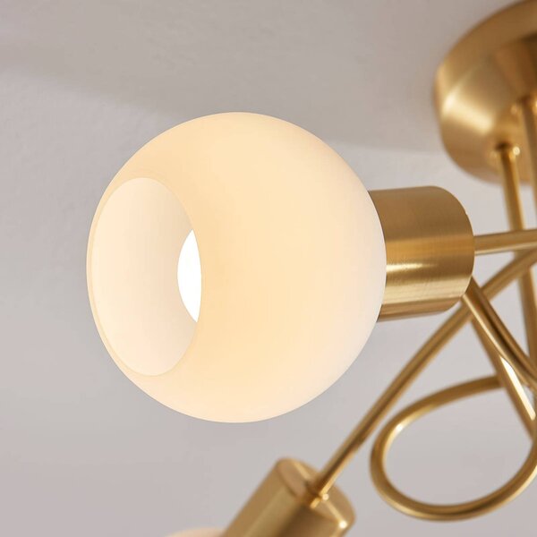 Lampa sufitowa Elaina Lindby, możliwość ściemniania, mosiężny / złoty, salon / jadalnia, szkło, nowoczesny