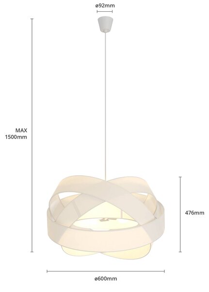 Lampa wisząca Simaria Lindby, możliwość ściemniania, biały / opal, salon / jadalnia, tkanina / materiał / jedwab, nowoczesny