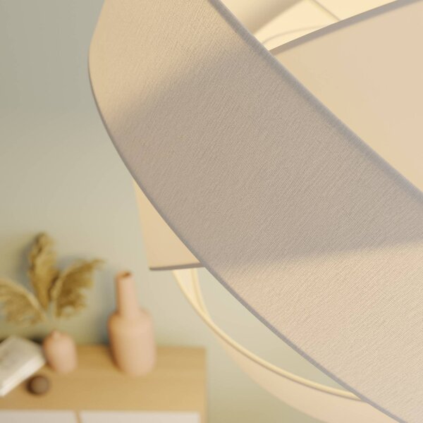 Lampa wisząca Simaria Lindby, możliwość ściemniania, biały / opal, salon / jadalnia, tkanina / materiał / jedwab, nowoczesny
