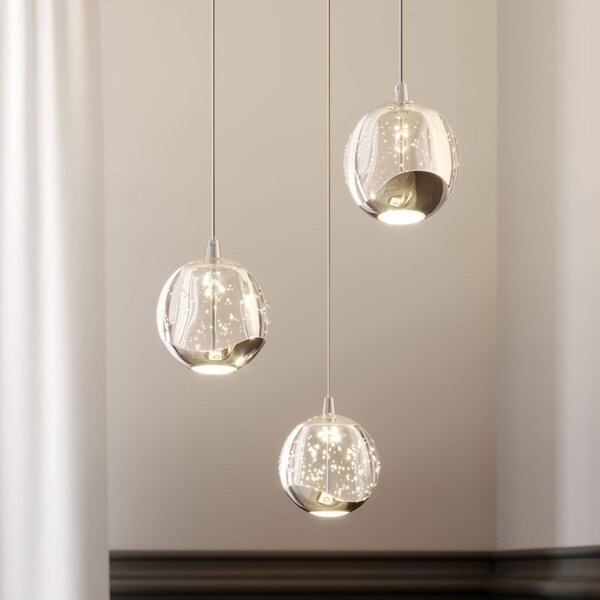 Lampa wisząca szklana Hayley Lucande, przezroczysty / transparentny, salon / jadalnia, szkło, nowoczesny