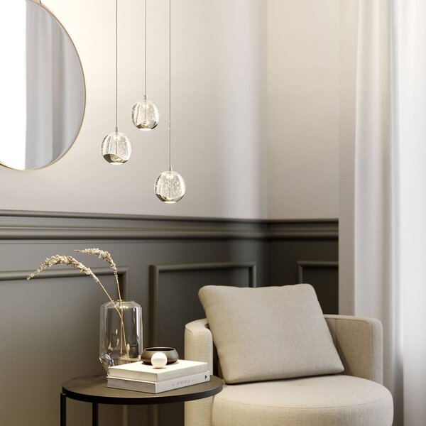 Lampa wisząca szklana Hayley Lucande, przezroczysty / transparentny, salon / jadalnia, szkło, nowoczesny