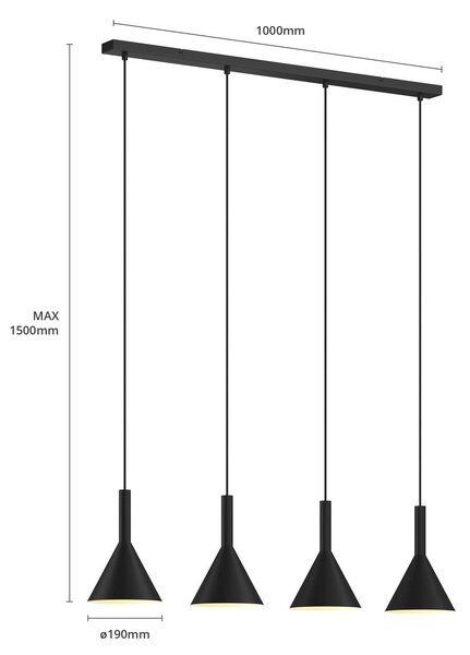 Lampa wisząca Tadej Arcchio, możliwość ściemniania, czarny, salon / jadalnia, metal, nowoczesny