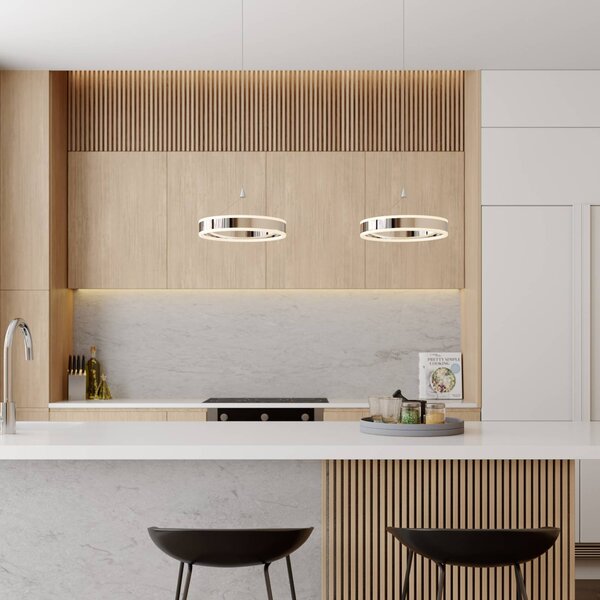 Lampa wisząca Lyani Lucande, możliwość ściemniania, chromowy / srebrny, salon / jadalnia, metal, nowoczesny