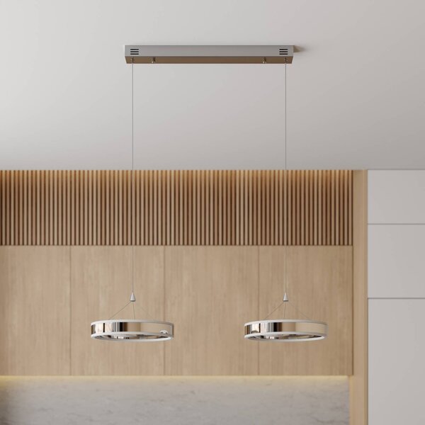 Lampa wisząca Lyani Lucande, możliwość ściemniania, chromowy / srebrny, salon / jadalnia, metal, nowoczesny