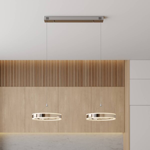 Lampa wisząca Lyani Lucande, możliwość ściemniania, chromowy / srebrny, salon / jadalnia, metal, nowoczesny