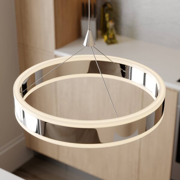 Lampa wisząca Lyani Lucande, możliwość ściemniania, chromowy / srebrny, salon / jadalnia, metal, nowoczesny