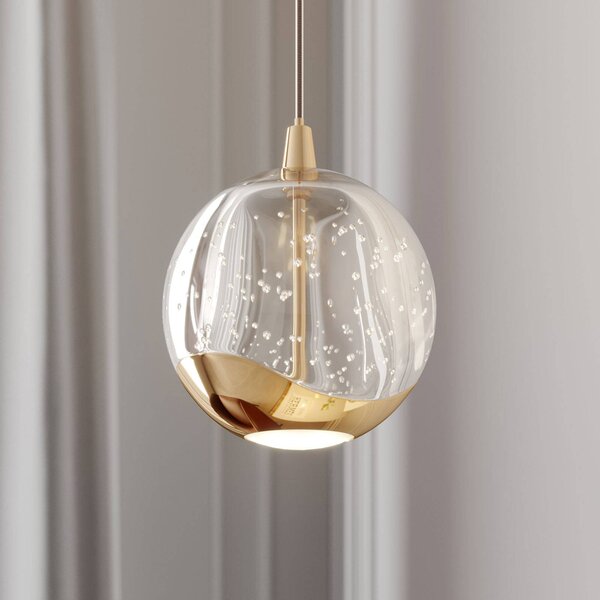 Lampa wisząca szklana Hayley Lucande, przezroczysty / transparentny, salon / jadalnia, szkło, nowoczesny