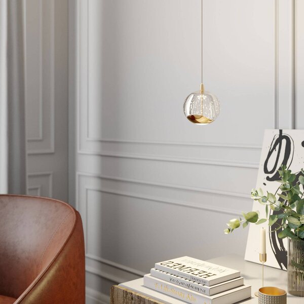Lampa wisząca szklana Hayley Lucande, przezroczysty / transparentny, salon / jadalnia, szkło, nowoczesny
