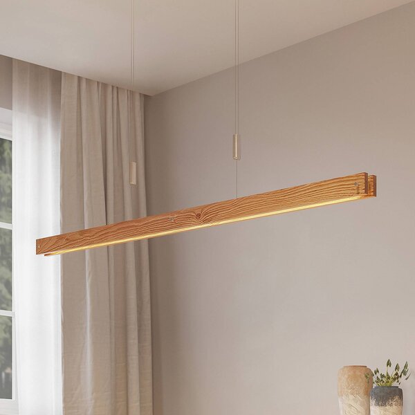 Lampa wisząca Alimara Lindby, możliwość ściemniania, jasne drewno, salon / jadalnia, metal, nowoczesny