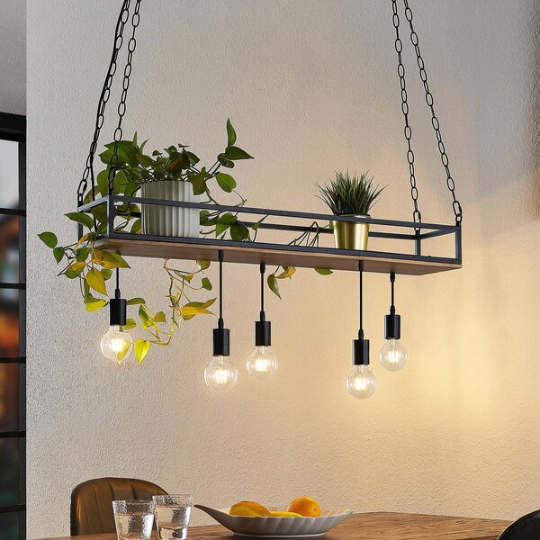 Lampa wisząca Kirista Lindby, możliwość ściemniania, czarny, salon / jadalnia, metal, vintage