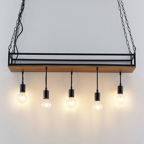 Lampa wisząca Kirista Lindby, możliwość ściemniania, czarny, salon / jadalnia, metal, vintage