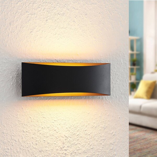 Kinkiet LED Jelle Arcchio, czarny, salon / jadalnia, aluminium, nowoczesny