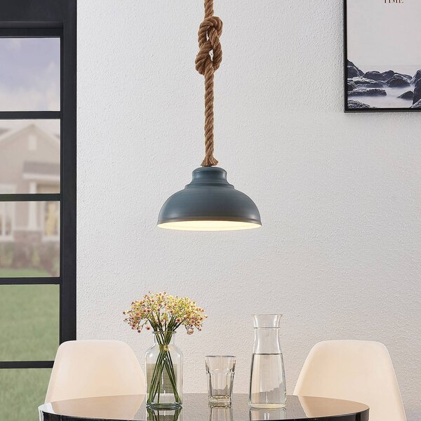 Lampa wisząca Chaby Lindby, możliwość ściemniania, aluminiowy / szary / cynkowy, salon / jadalnia, metal, vintage