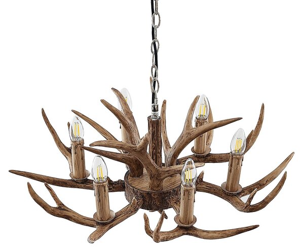 Lampa wisząca Tejask Lindby, możliwość ściemniania, brązowy / rdzawy, salon / jadalnia, tworzywo sztuczne, dworkowy / rustykalny