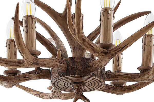Lampa wisząca Tejask Lindby, możliwość ściemniania, brązowy / rdzawy, salon / jadalnia, tworzywo sztuczne, dworkowy / rustykalny