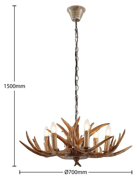 Lampa wisząca Tejask Lindby, możliwość ściemniania, brązowy / rdzawy, salon / jadalnia, tworzywo sztuczne, dworkowy / rustykalny