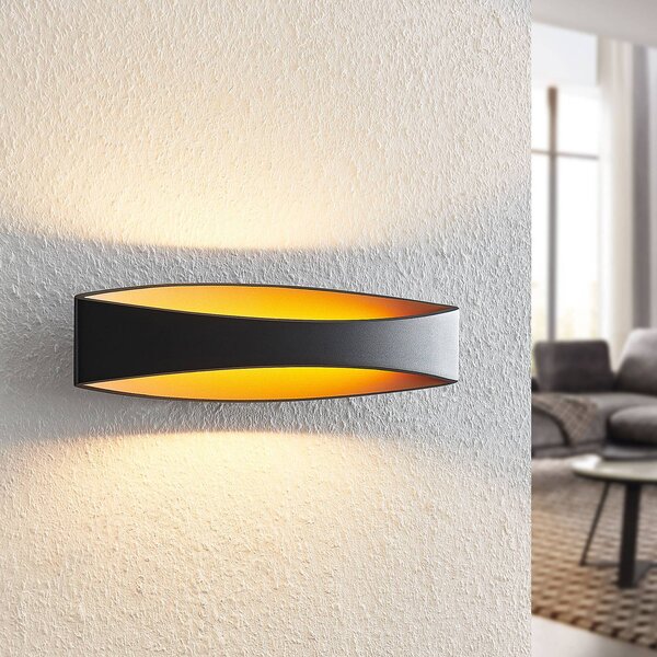 Kinkiet LED Jelle Arcchio, czarny, salon / jadalnia, aluminium, nowoczesny