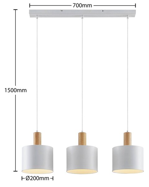 Lampa wisząca Kadir Lindby, możliwość ściemniania, biały / opal, salon / jadalnia, metal, nowoczesny