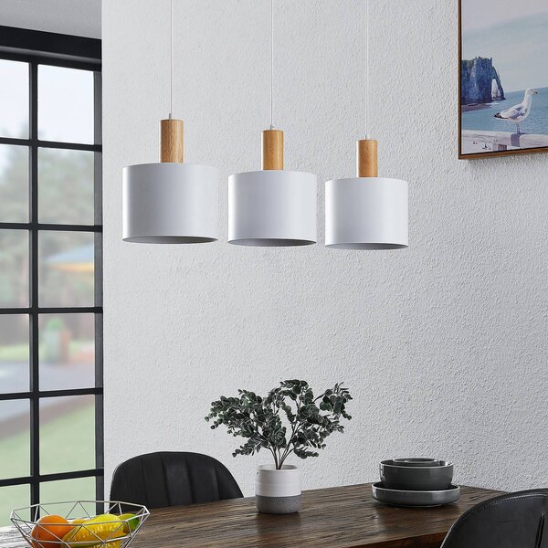 Lampa wisząca Kadir Lindby, możliwość ściemniania, biały / opal, salon / jadalnia, metal, nowoczesny