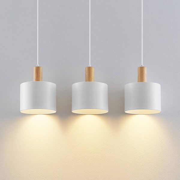 Lampa wisząca Kadir Lindby, możliwość ściemniania, biały / opal, salon / jadalnia, metal, nowoczesny