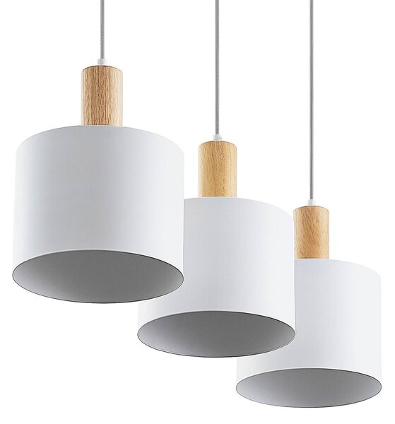 Lampa wisząca Kadir Lindby, możliwość ściemniania, biały / opal, salon / jadalnia, metal, nowoczesny