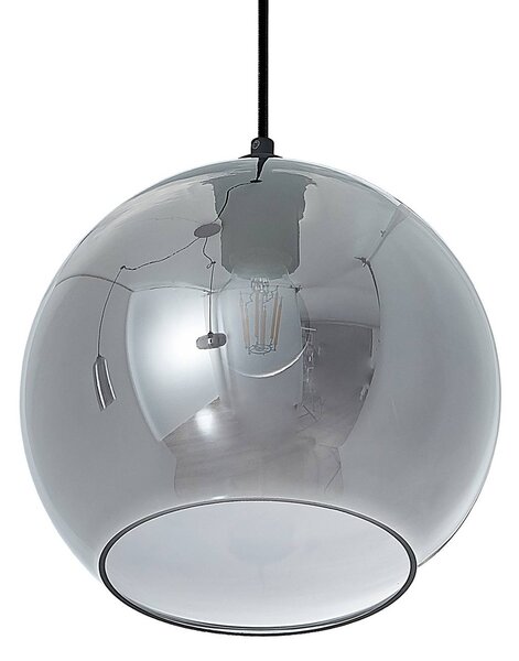Lampa wisząca szklana Zyli Lucande, możliwość ściemniania, aluminiowy / szary / cynkowy, salon / jadalnia, szkło, vintage