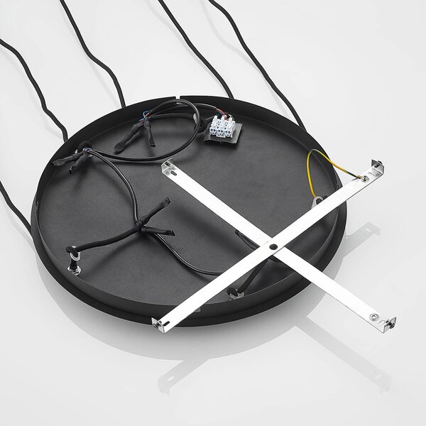 Lampa wisząca Sanad Lindby, możliwość ściemniania, czarny, salon / jadalnia, metal, nowoczesny