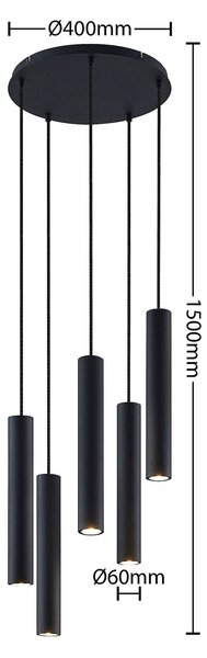 Lampa wisząca Sanad Lindby, możliwość ściemniania, czarny, salon / jadalnia, metal, nowoczesny