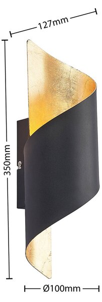 Kinkiet Desirio Lindby, możliwość ściemniania, czarny, salon / jadalnia, metal, nowoczesny