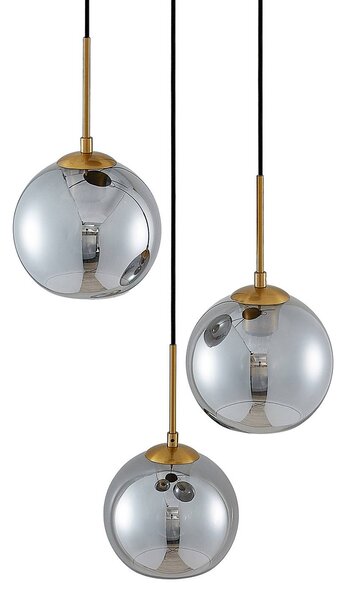 Lampa wisząca Jurian Lindby, możliwość ściemniania, aluminiowy / szary / cynkowy, salon / jadalnia, szkło, nowoczesny